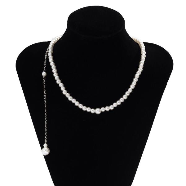 White Pearl Necklace Back Body Chain