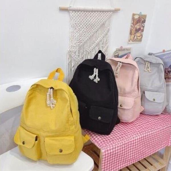 Preppy Canvas School Casual Multi Pocket Backpack