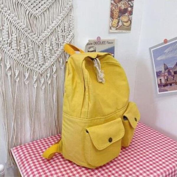 Preppy Canvas School Casual Multi Pocket Backpack