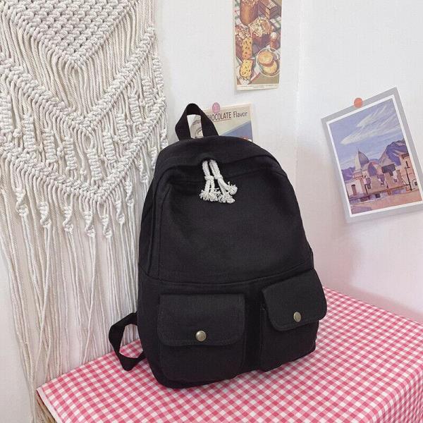 Preppy Canvas School Casual Multi Pocket Backpack