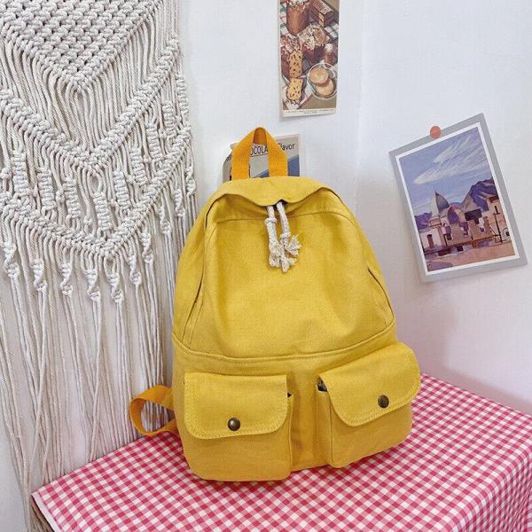 Preppy Canvas School Casual Multi Pocket Backpack