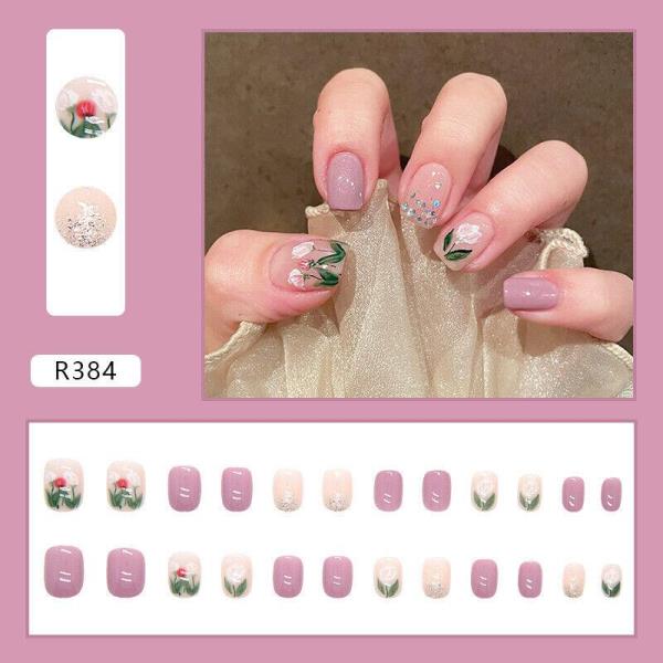 24 Jelly Flower Party Reusable Fake Press Nails