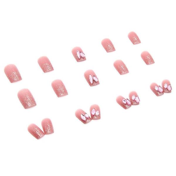 24 Purple Crystal Shiny Reusable Artificial Fake False Press Nail Tips