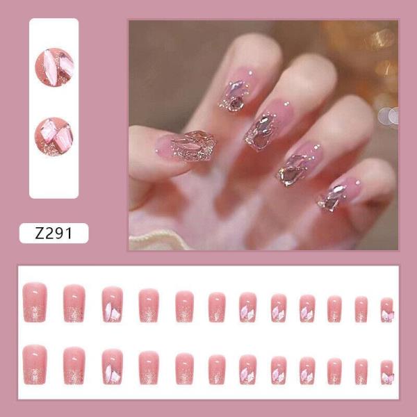 24 Purple Crystal Shiny Reusable Artificial Fake False Press Nail Tips