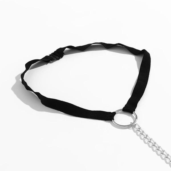 Elastic Black Band Crossbody Body Chain