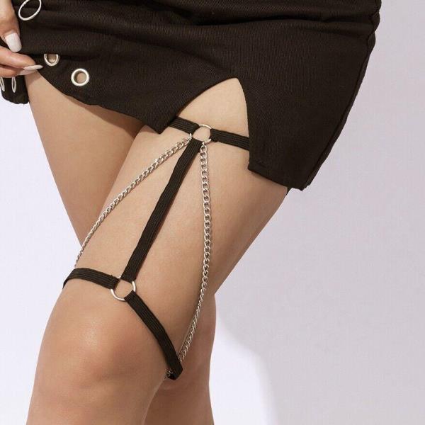 Gothic Black Elastic Band Thigh Chain