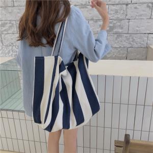 Large Canvas Strip Beach Tote