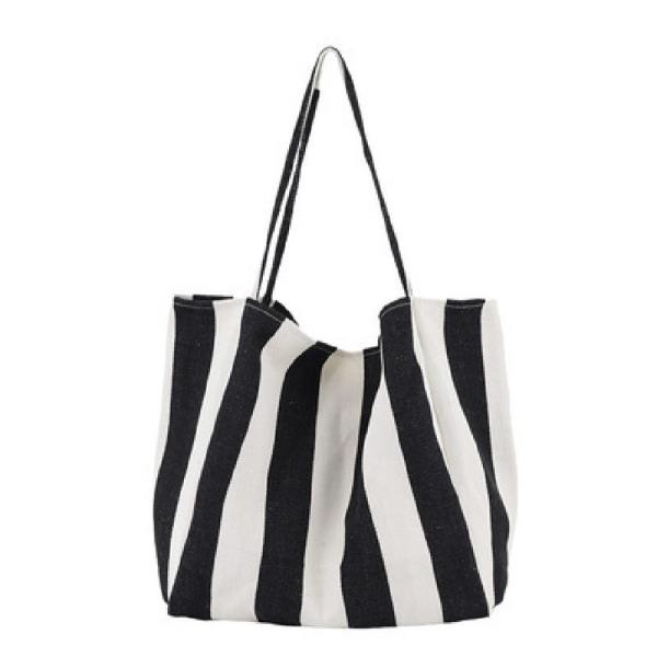 Large Canvas Strip Beach Tote