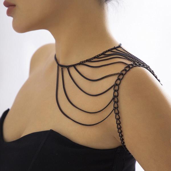 Black Metal Shoulder Shawl Body Chain