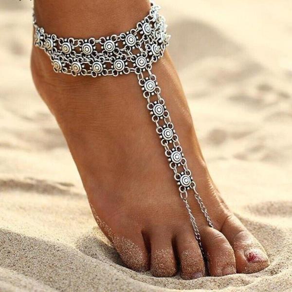 Bohemian Clover Beach Silver Anklet