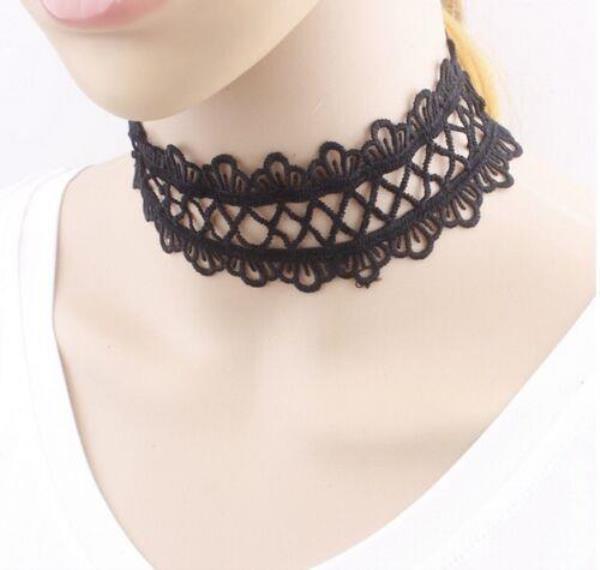 Retro Gothic Hollow Black Lace Flower Clavicle Choker