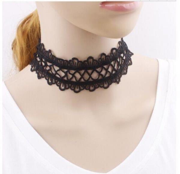 Retro Gothic Hollow Black Lace Flower Clavicle Choker