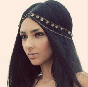 Gold Crystal Waterdrop Pendant Tassel Headband