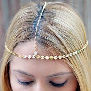 Retro Elastic Rhinestone Tassel Forehead Hair Chain