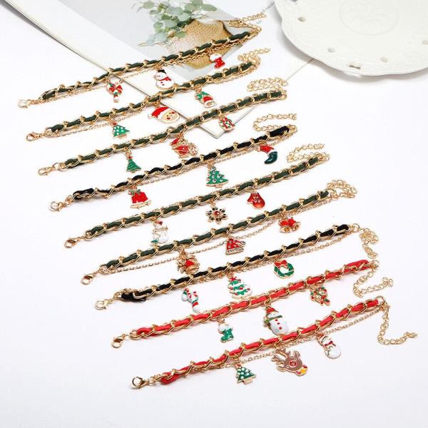 Christmas Santa Tree Reindeer Snow Pendant Bracelet