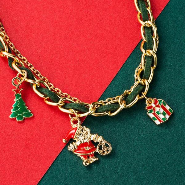 Christmas Santa Tree Reindeer Snow Pendant Bracelet