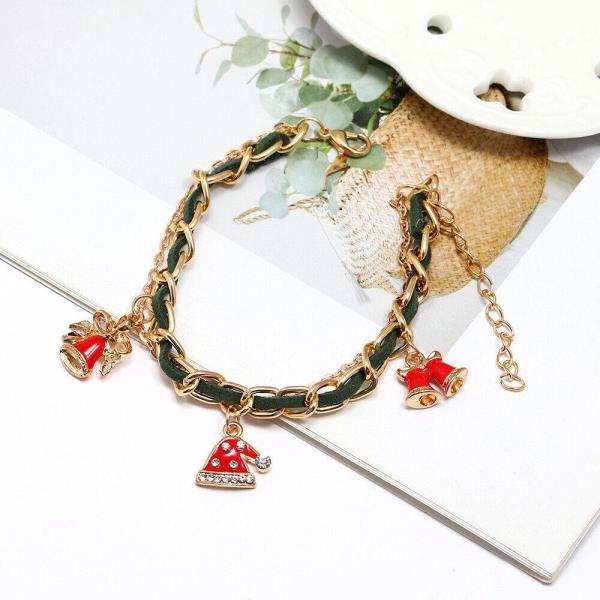 Christmas Santa Tree Reindeer Snow Pendant Bracelet