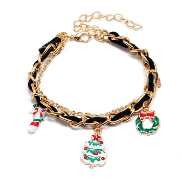 Christmas Santa Tree Reindeer Snow Pendant Bracelet