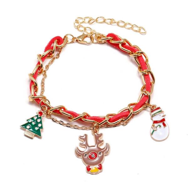 Christmas Santa Tree Reindeer Snow Pendant Bracelet