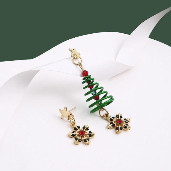 Christmas Santa Tree 3D Swirl Drop Dangle Metal Earrings