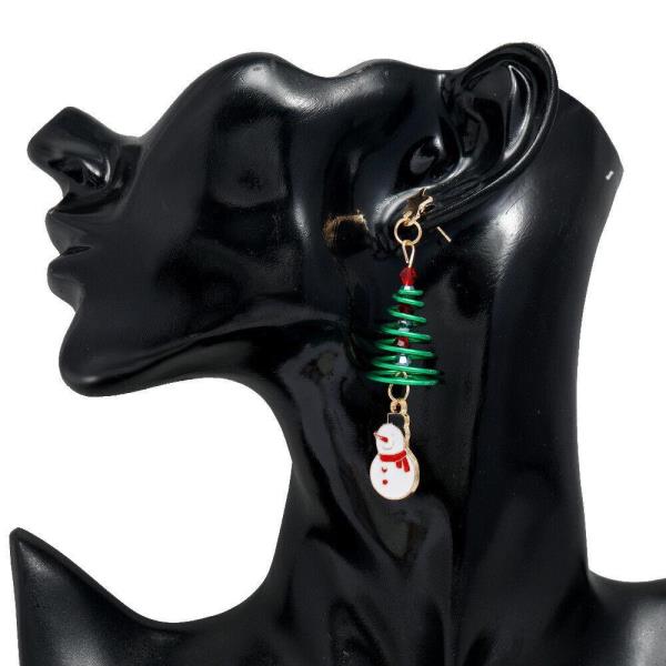 Christmas Santa Tree 3D Swirl Drop Dangle Metal Earrings