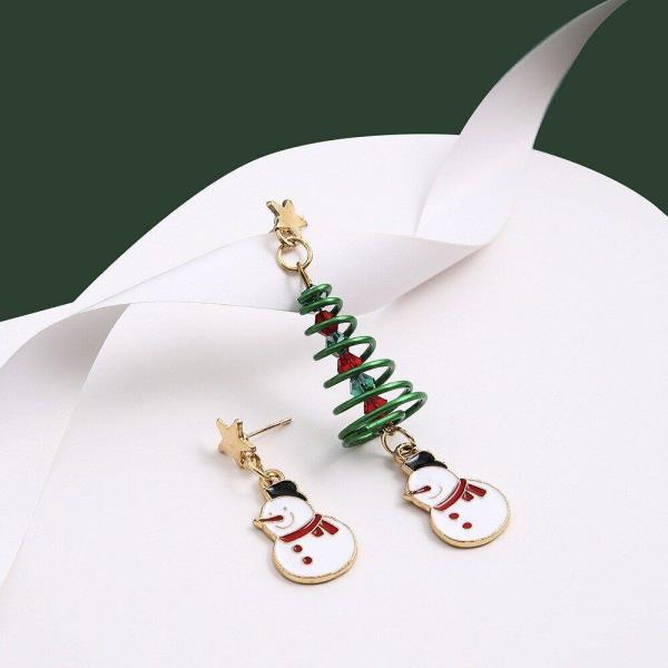 Christmas Santa Tree 3D Swirl Drop Dangle Metal Earrings