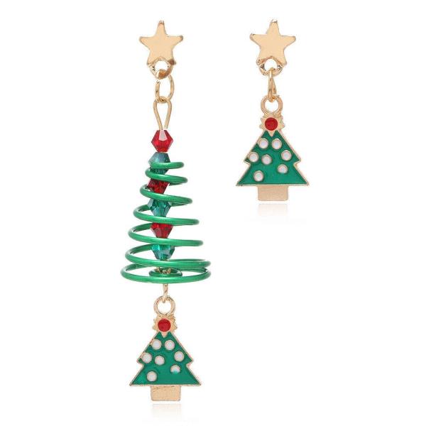 Christmas Santa Tree 3D Swirl Drop Dangle Metal Earrings