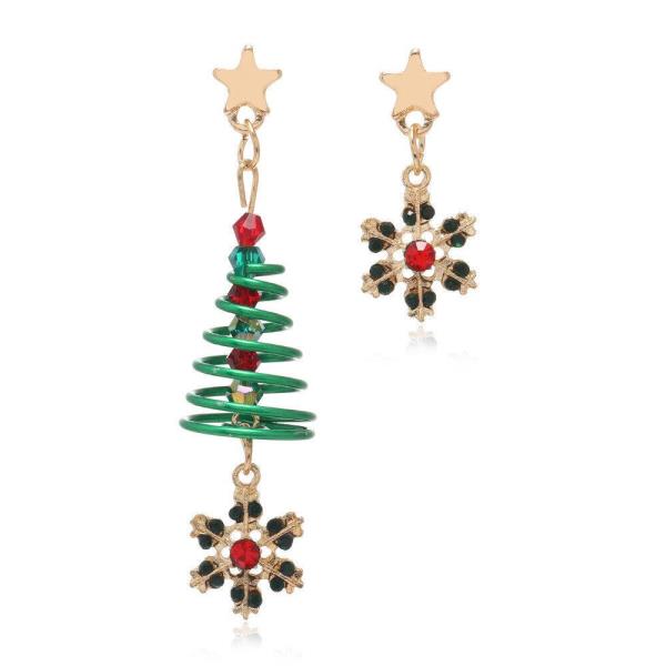 Christmas Santa Tree 3D Swirl Drop Dangle Metal Earrings