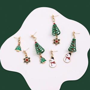 Christmas Santa Tree 3D Swirl Drop Dangle Metal Earrings