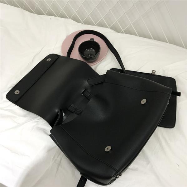 2 Pcs PU Leather Women Square Backpack Set