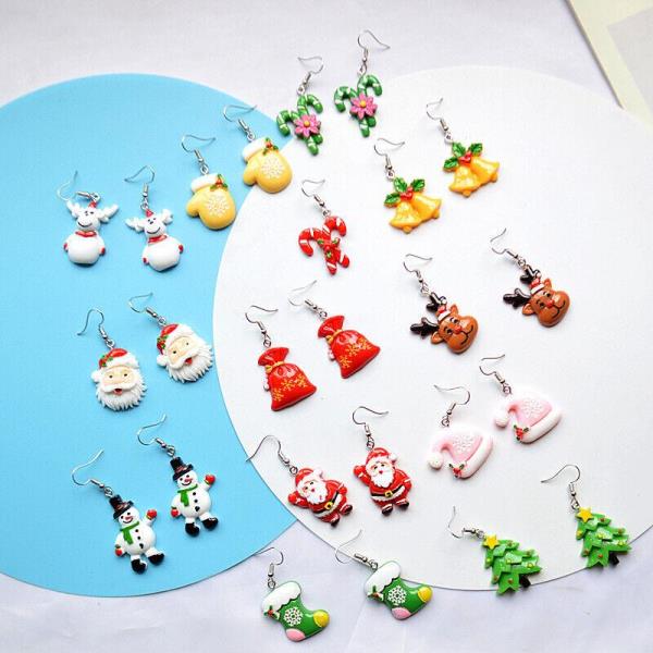 Christmas Santa Tree Snowflake Resin Earrings