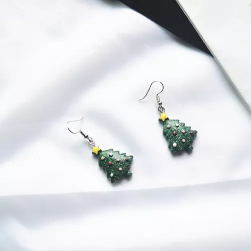 Christmas Santa Tree Snowflake Resin Earrings