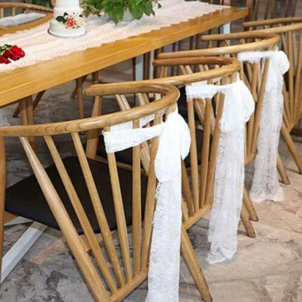 300 CM Retro White Lace Flower Dining Table Runner