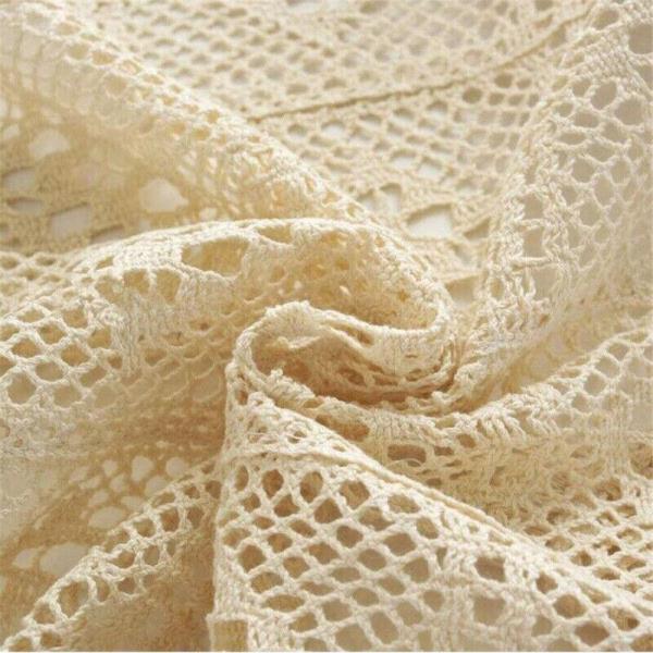 90 x 90 CM Flora Square Off White Lace Tassel Crochet Doily Table Runner