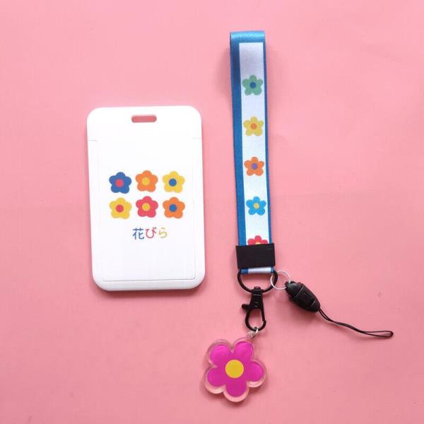 Cartoon Flower Neck Strap ID Card Badge Tag Holder