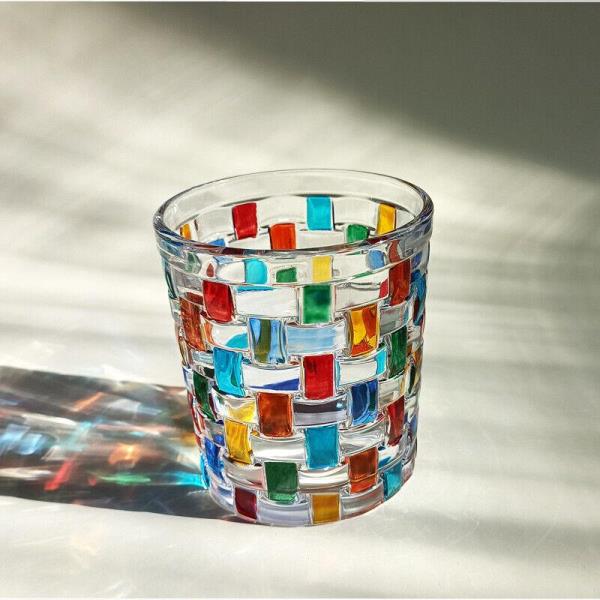 Italian Knit Block Ice Bark Drinking Glass Cup