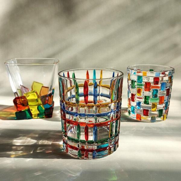 Italian Knit Block Ice Bark Drinking Glass Cup