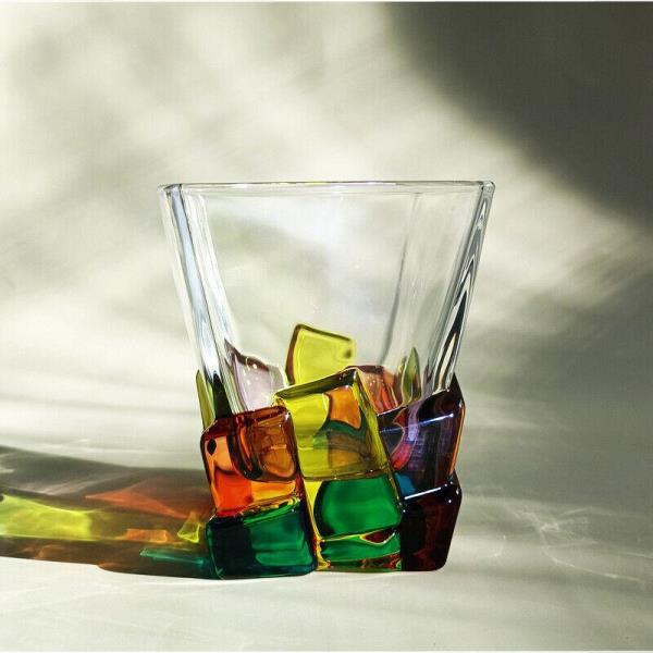 Italian Knit Block Ice Bark Drinking Glass Cup