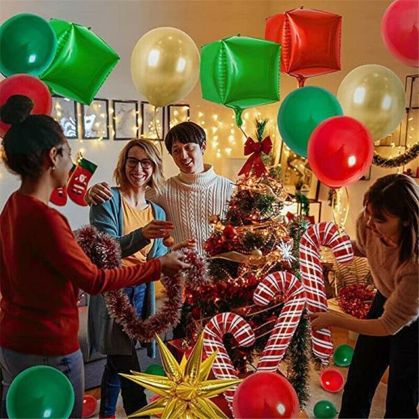 Christmas Red Cane Gingerbread Man Party Latex Foil Ball Balloon Kit