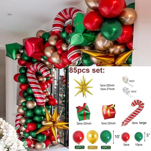 Christmas Red Cane Gingerbread Man Party Latex Foil Ball Balloon Kit