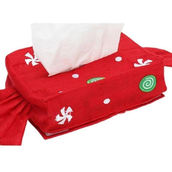 Christmas Red Candy Paper Tissue Box Cover