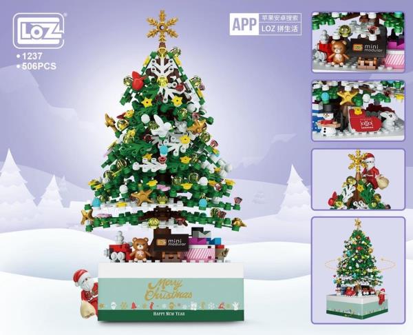 LOZ Mini Blocks Christmas Tree Gifts Rotating Music Box