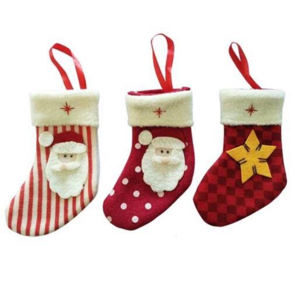 3 Pcs Christmas Santa Sock Tree Ornament Decorations