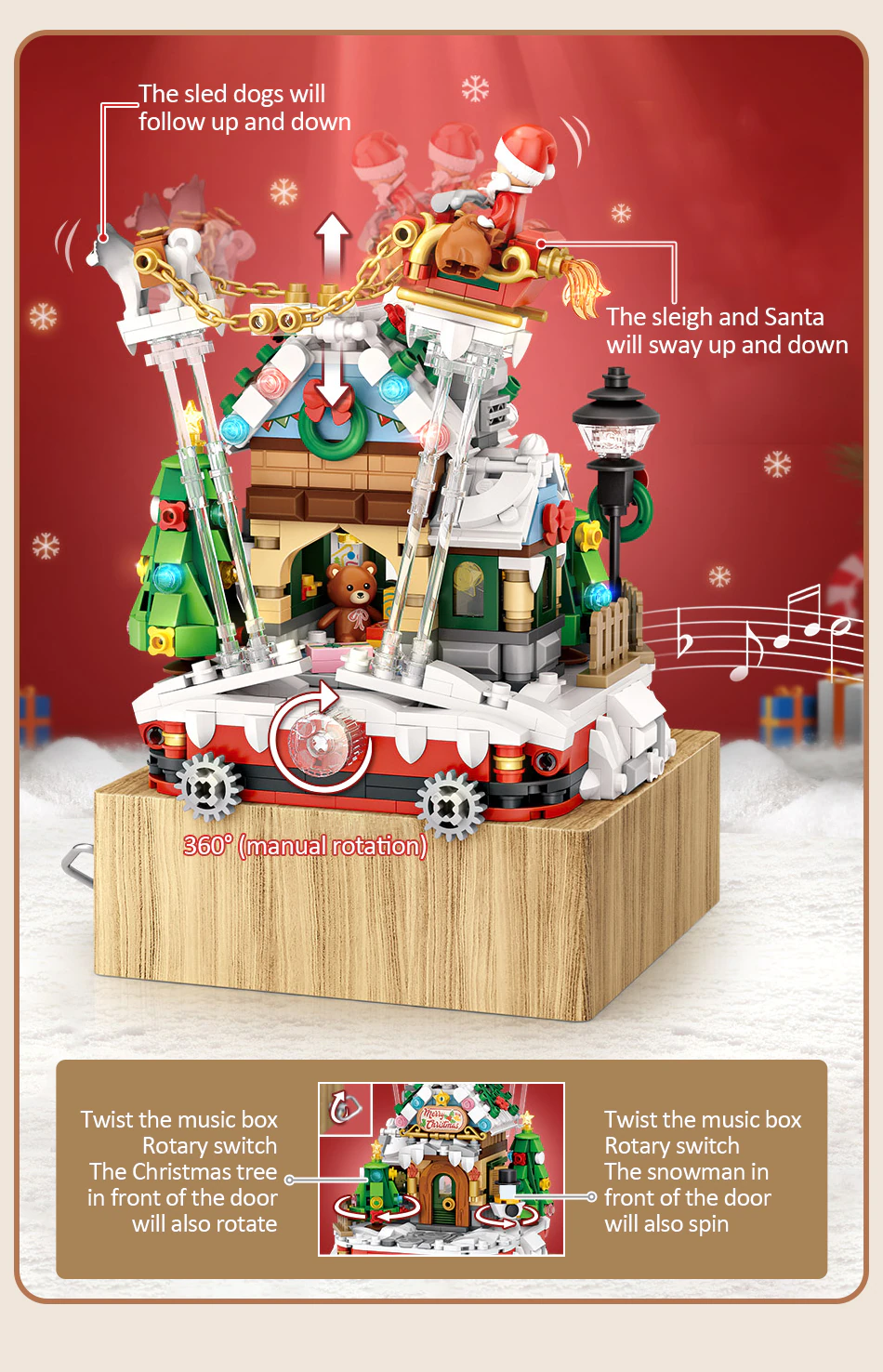 LOZ Mini Blocks Christmas House Rotating Music Box