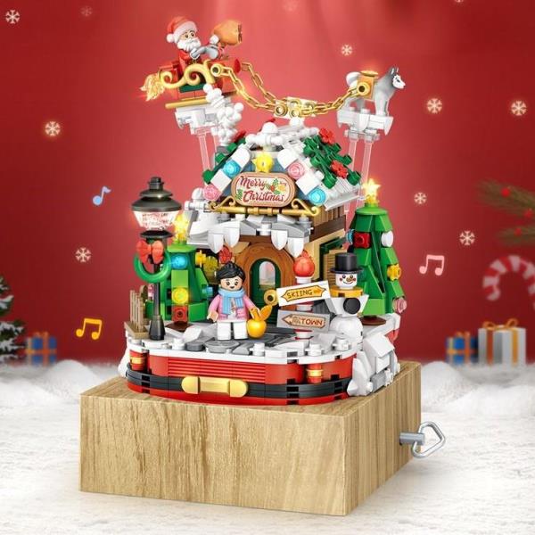 LOZ Mini Blocks Christmas House Rotating Music Box