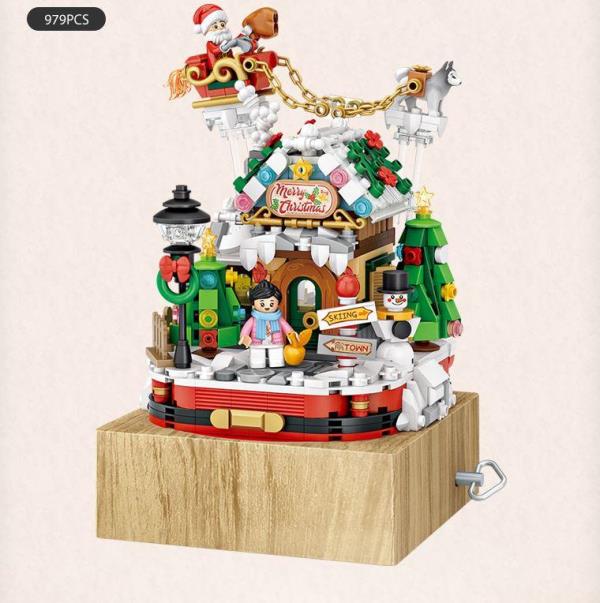 LOZ Mini Blocks Christmas House Rotating Music Box