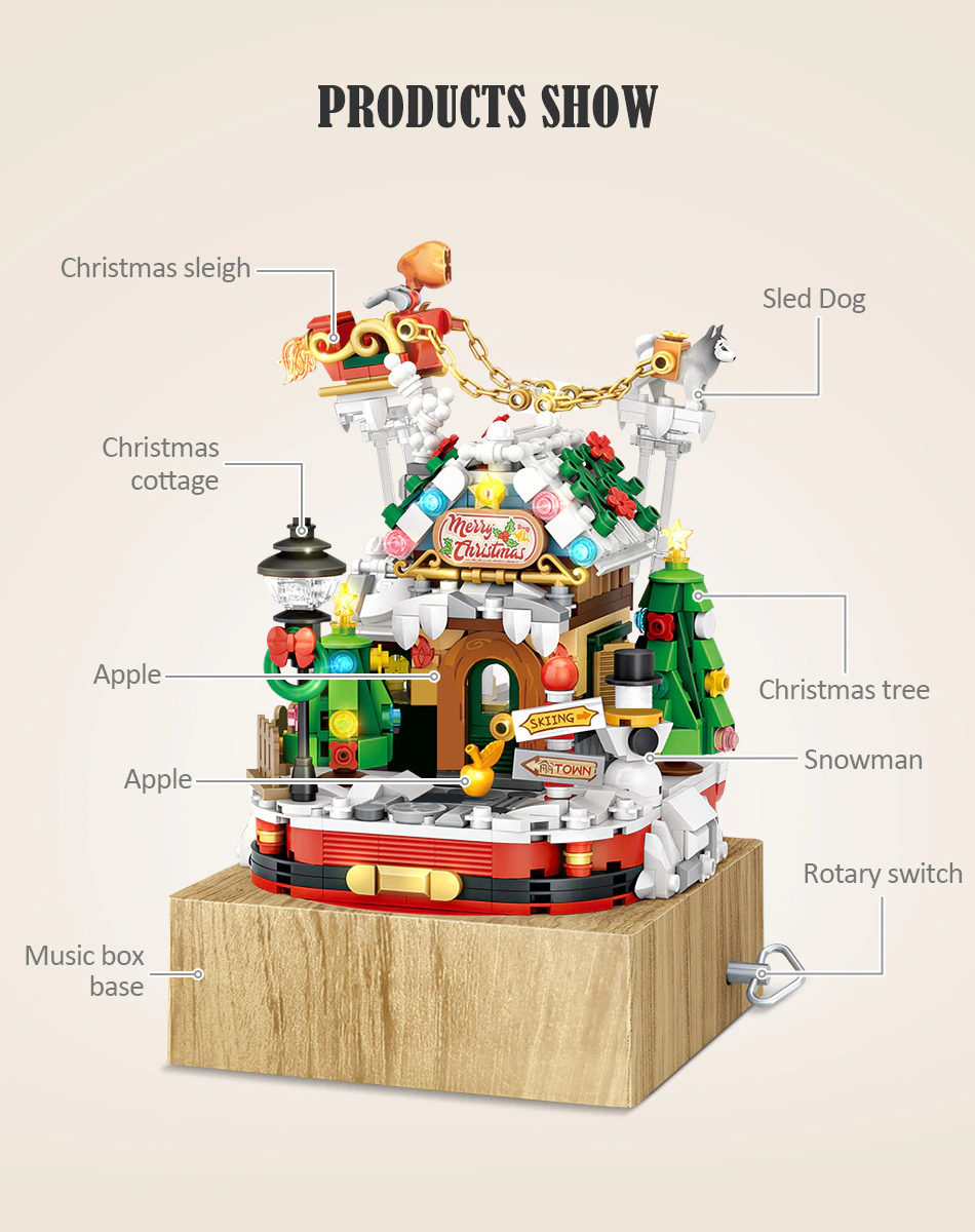 LOZ Mini Blocks Christmas House Rotating Music Box