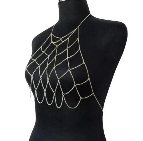 Metal Net Bra Chest Body Chain