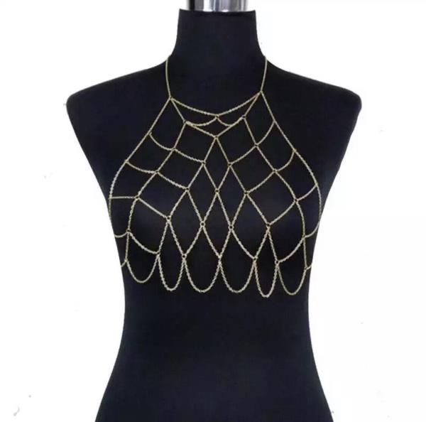 Metal Net Bra Chest Body Chain