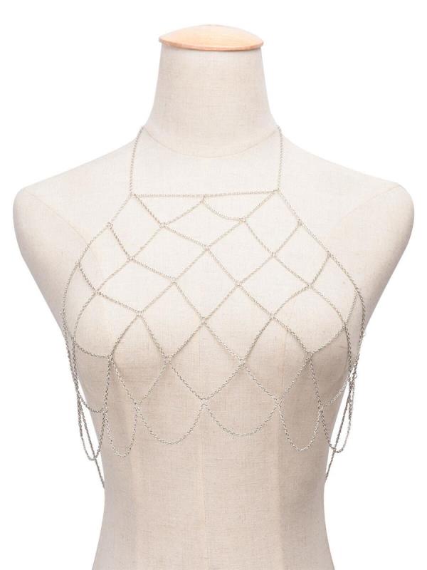 Metal Net Bra Chest Body Chain